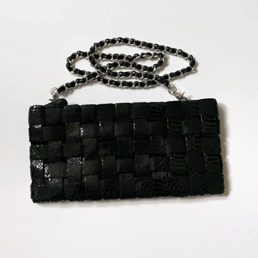 Soft crossbody bag, Checkered design bag with removable chain